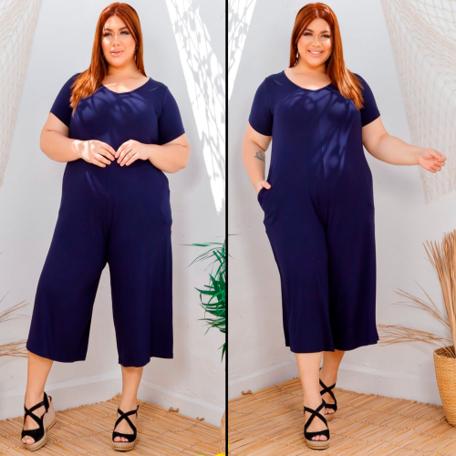 Foto dupla original Macacão azul escuro fotos Pantalona Feminino Premium Lançamento Moda Verão