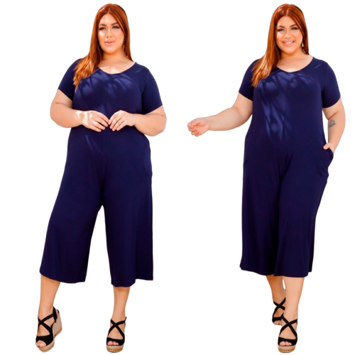 Foto dupla png Macacão azul escuro fotos Pantalona Feminino Premium Lançamento Moda Verão
