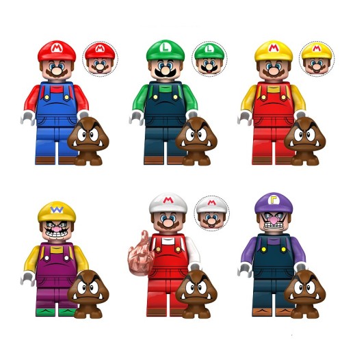 Mario Bros Luigi Toad Yoshi Cartoon Anime Building Block Minifigure Creative Toy